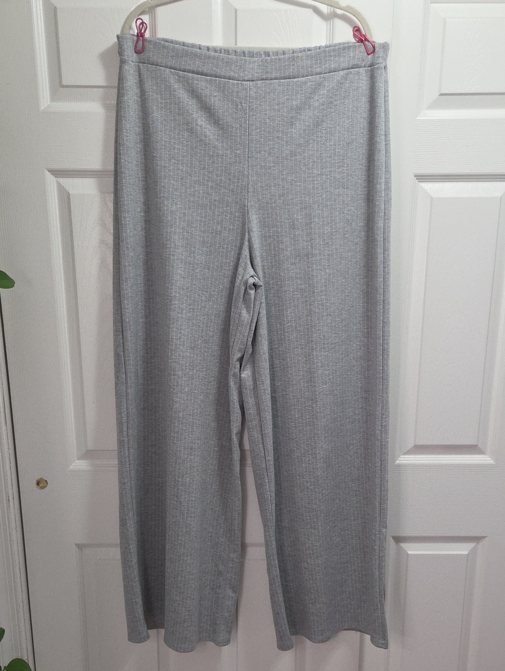Long Tall Sally Light Gray Ribbed Knit Wide Leg Pants